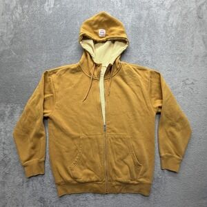 Levi's Hoodie Mens Small Gold Full Zip Thermal Lined Fleece Sweatshirt Relaxed